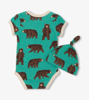 Little Blue house Baby Boys Brown Bears Bodysuit & Hat